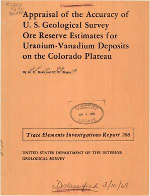 Appraisal of the Accuracy of U.S. Geological Survey Ore Reserve Estimates for Uranium-Vanadium Deposits on the Colorado Plateau