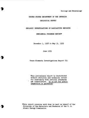 Geologic Investigations of Radioactive Deposits Semiannual Progress Report, December 1, 1958 to May 31, 1959