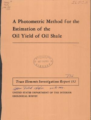 A Photometric Method for the Estimation of the Oil Yield of Oil Shale