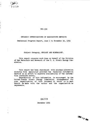 Geologic Investigations of Radioactive Deposits : Semiannual Progress Report, June 1 to November 30, 1953