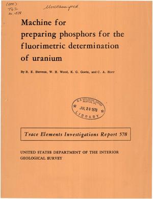 Machine for Preparing Phosphors for the Fluorimetric Determination of Uranium