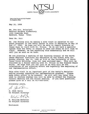 [Letter from Jack Davis and William McCarter to Eva Orr, May 10, 1988]