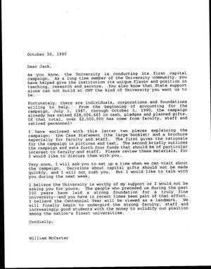 [Letter from William McCarter to Jack Davis, October 30, 1990]