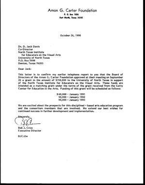 [Letter from Bob Crow to Jack Davis, October 26, 1990]