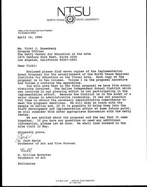 [Letter from Jack Davis and William McCarter to Vicki J. Rosenberg, April 14, 1988]