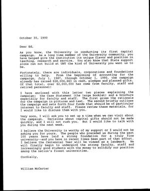 [Letter from William McCarter to Ed, October 30, 1990]