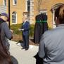 Primary view of President Neal Smatresk speaks at Beulah Harriss Gymnasium historic marker ceremony