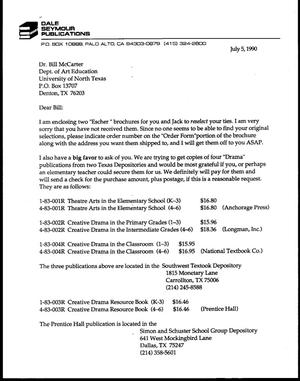 Letter from Bev Dana to Dr. Bill McCarter, July 5, 1990]