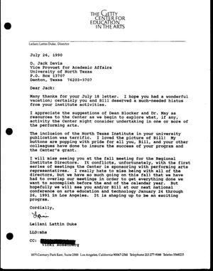 [Letter from Leilani Lattin Duke to D. Jack Davis, July 26, 1990]