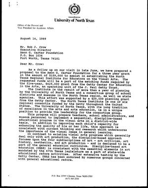 [Letter from Jack Davis and Bill McCarter to Bob Crow, August 14, 1989]