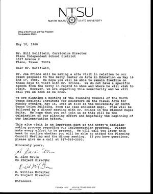[Letter from Jack Davis and William McCarter to Bill Holifield, May 10, 1988]