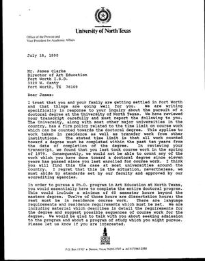 [Letter from D. Jack Davis and R. William McCarter to James Clarke, July 18, 1990]