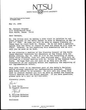 [Letter from Jack Davis and William McCarter to Georgia Blaydes, May 10, 1988]