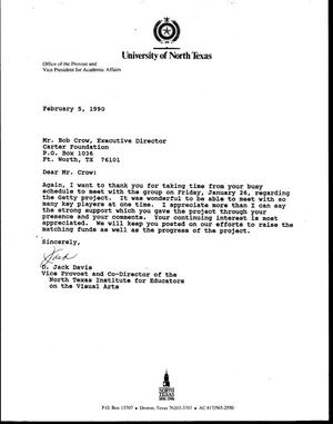 [Letter from Jack Davis to Bob Crow, February 5, 1990]