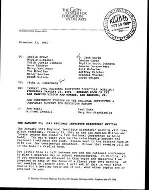 [RE: January 1991 Regional Institute Director's Meeting: Wednesday January 23, 1991 - Serrano Room of the Los Angeles Hilton and Towers]