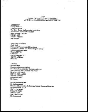 AHIP List of Organizations To Present at the 1.14.95 Meeting In Washington, D.C.