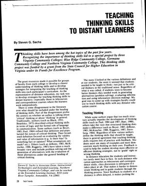 Teaching Thinking Skills To Distant Learners