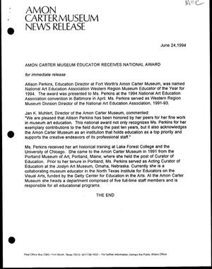 Amon Carter Museum News Release, June 24, 1994