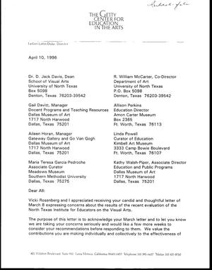 [Letter from Leilani Lattin Duke to the NTIEVA Consortia, April 10, 1996]