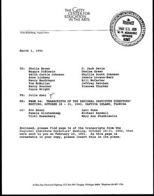 [RE: Page 34: Transcripts of the Regional Institute Director's Meeting, October 28 - 31, 1990, Captiva Island, Florida]