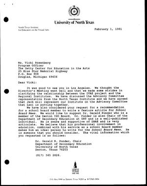 [Letter from D. Jack Davis and R. William McCarter to Vicki Rosenberg, February 1, 1991]