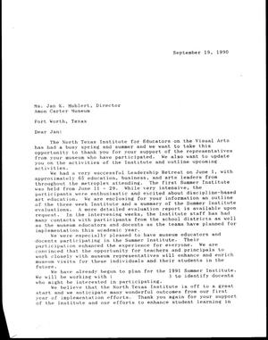 [Letter from D. Jack Davis and R. William McCarter to Jan K. Muhlert, September 19, 1990]