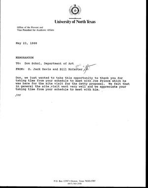 [Letter from D. Jack Davis and Bill McCarter to Don Schol, May 23, 1988]