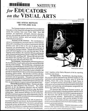 North Texas Institute for Educators on the Visual Arts newsletter, Spring 1992