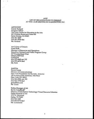 List of Organizations to Present, January 14, 1995
