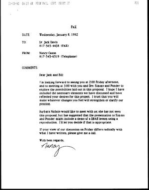[Letter from Nancy Cason to Jack Davis, January 8, 1992]