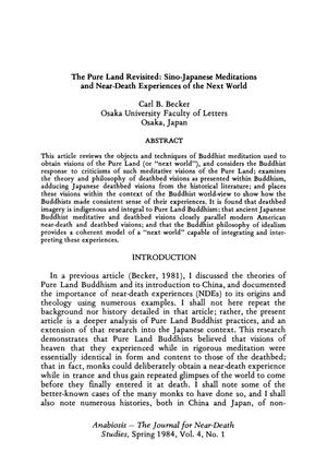 The Pure Land Revisited: Sino-Japanese Meditations and Near-Death Experiences of the Next World