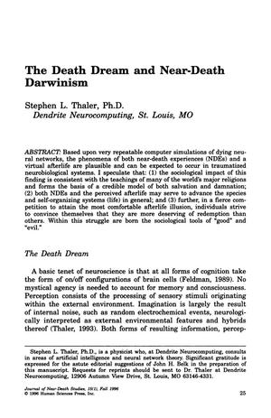 Primary view of object titled 'The Death Dream and Near-Death Darwinism'.
