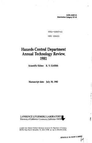 Hazards Control Department. Annual technology review, 1981