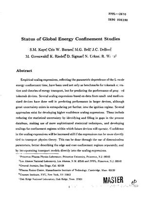 Status of global energy confinement studies