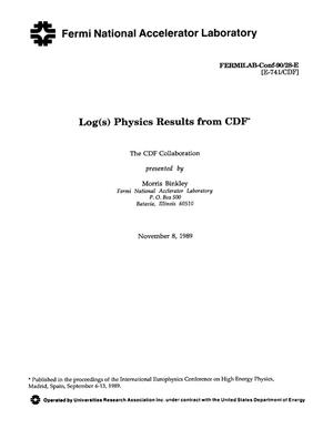 Log(s) physics results from CDF