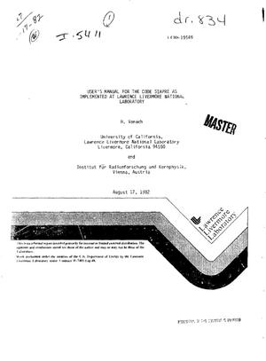 User's manual for the code STAPRE as implemented at Lawrence Livermore National Laboratory