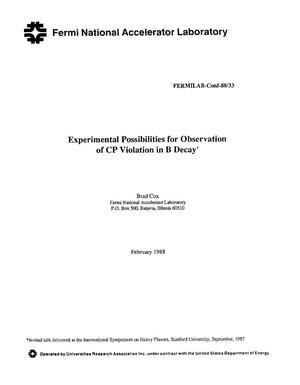 Experimental possibilities for observation of CP violation in B decay