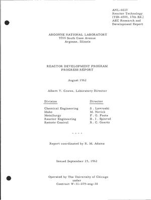 Reactor Development Program Progress Report, August 1962