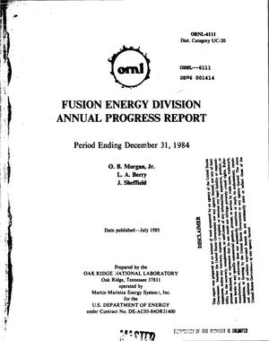Fusion Energy Division annual progress report for period ending December 31, 1984
