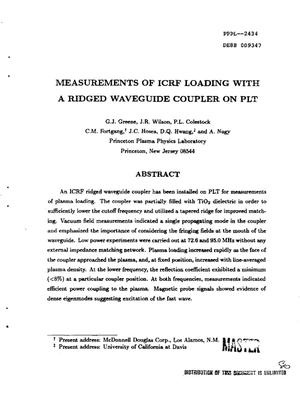 Measurements of ICRF (ion cyclotron range of frequencies) loading with a ridged waveguide coupler on PLT