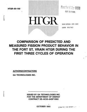 Comparison of predicted and measured fission product behavior in the Fort St. Vrain HTGR during the first three cycles of operation