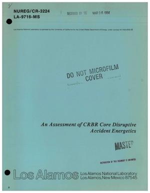 Assessment of CRBR core disruptive accident energetics