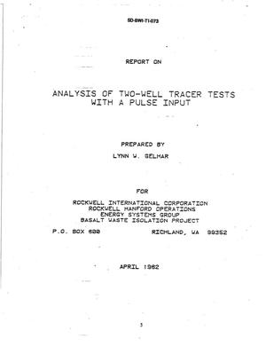 Analysis of two-well tracer tests with a pulse input