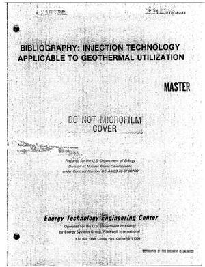 Bibliography: injection technology applicable to geothermal utilization
