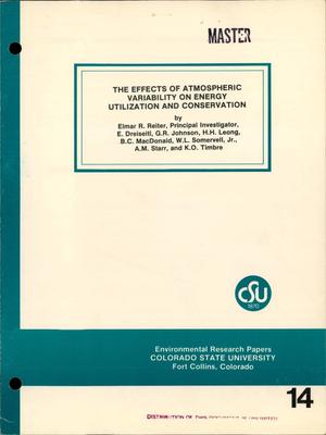 Effects of atmospheric variability on energy utilization and conservation. Final report, 1 November 1976--31 October 1977
