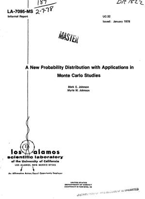 New probability distribution with applications in Monte Carlo studies. [Symmetric univariate distribution]
