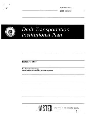 Draft Transportation Institutional Plan