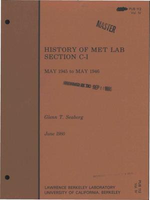History of Met Lab Section C-I, May 1945 to May 1946