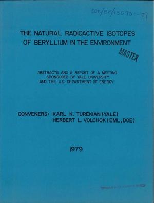 Natural Radioactive Isotopes of Beryllium in the Environment