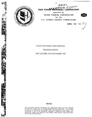 Waste treatment and disposal progress report for October and November 1961